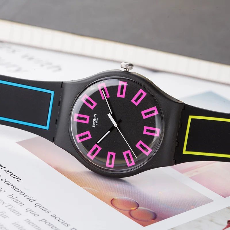 Swatch часы оригинальные цветные серии модные кварцевые SUOB146|Кварцевые мужские