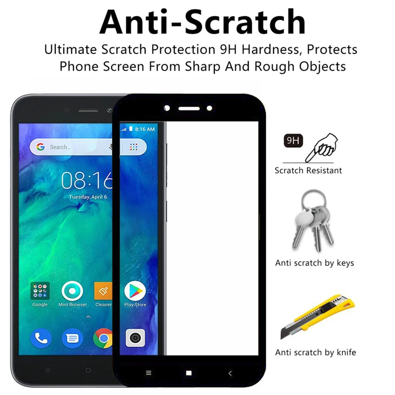 2 шт. закаленное стекло для Xiaomi Redmi Go полное покрытие клейкая Защита экрана