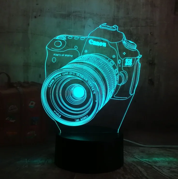 Camera 2 Новинка 3 дизайн камера светодиодный 3d-ночник 7 цветов изменить сенсорный пульт дистанционного управления настольная лампа детские игрушки Рождественский подарок фотограф домашний декор - Испускаемый цвет: Camera 2