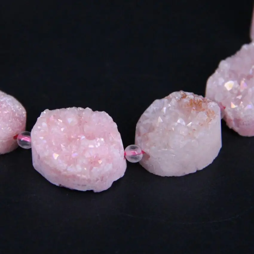 Approx16 шт/прядь розовый натуральный кварц Druzy овальная плита самородок бусины руг