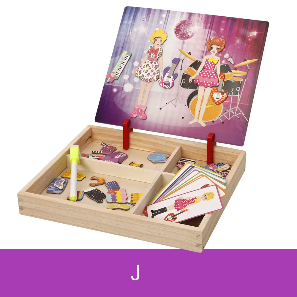 Magnetic Puzzle J Деревянный магнитный паззл игрушки Дети 3D головоломка фигурка/Животные/автомобиль/цирк доска для рисования 11 стилей коробка обучающая игрушка подарок - Цвет: Magnetic Puzzle J