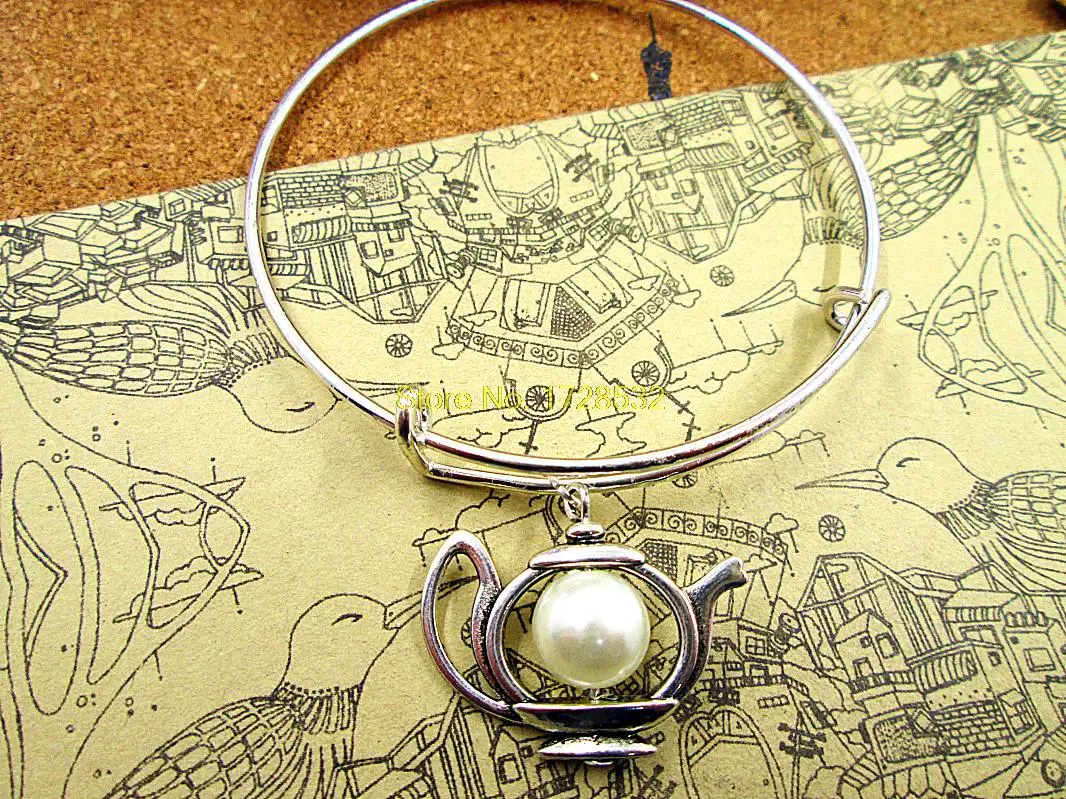 Женский серебряный браслет 65 мм браслеты чайное время ожерелье с чайником и