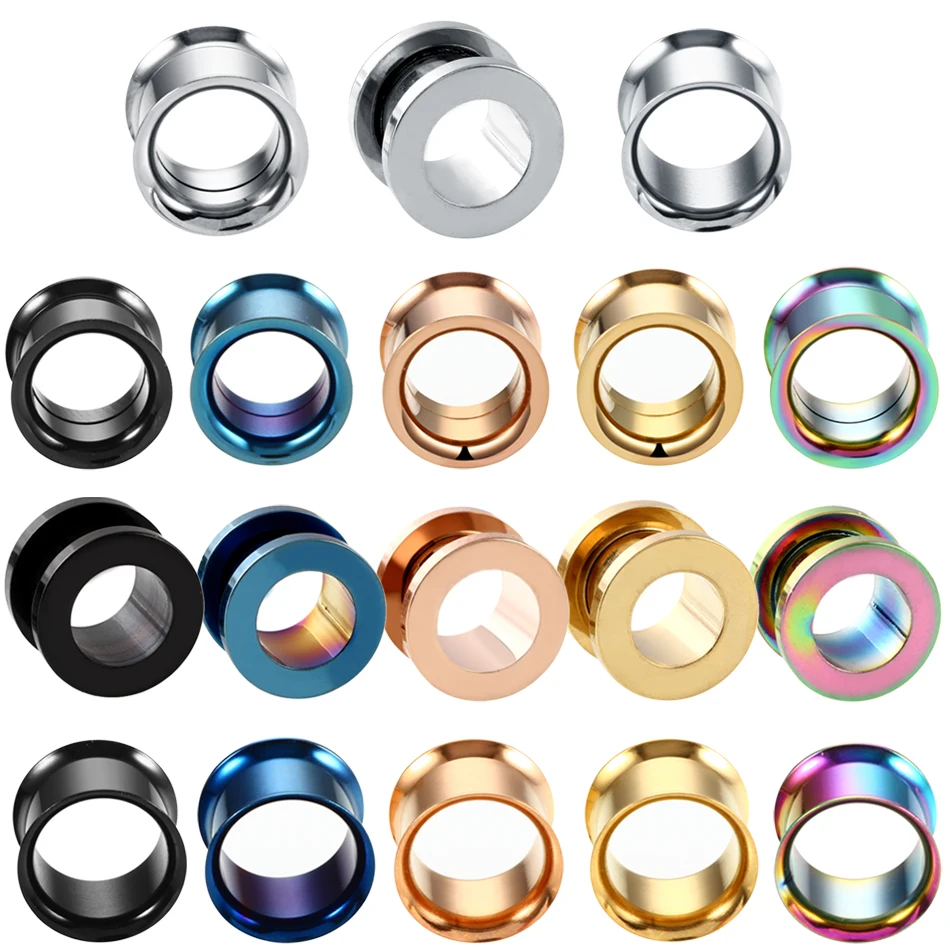 

2pcs/lot Steel Ear Plugs and Tunnels Piercings Screwed Earring Expander Earlet Gauges Body Piercings Jewelry 2mm-20mm