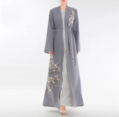 Женское мусульманское платье с вышивкой Abaya длинное черное для выпускного вечера