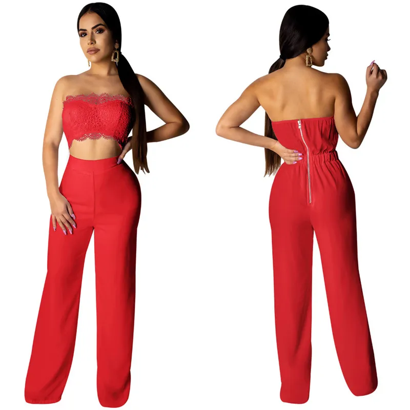 Женский кружевной комбинезон Adogirl Свободный без бретелек с вырезами