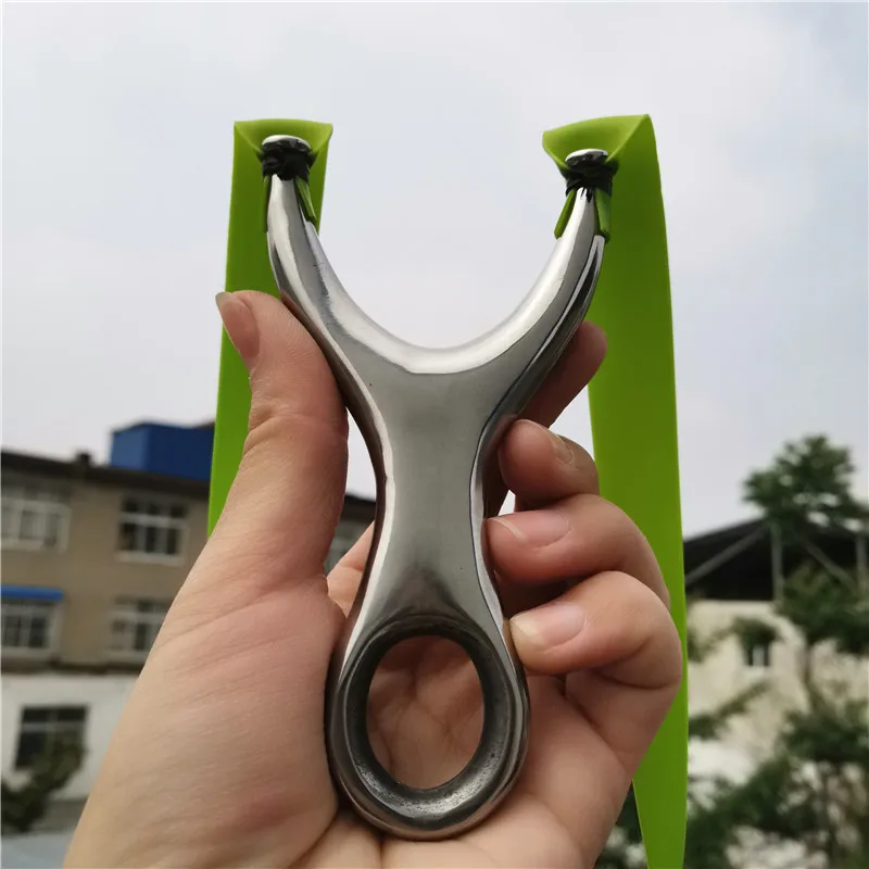 

Hot solid titanium steel fly tiger flat leather slingshot recurve sling outdoor sports precision stainless steel flat rubber