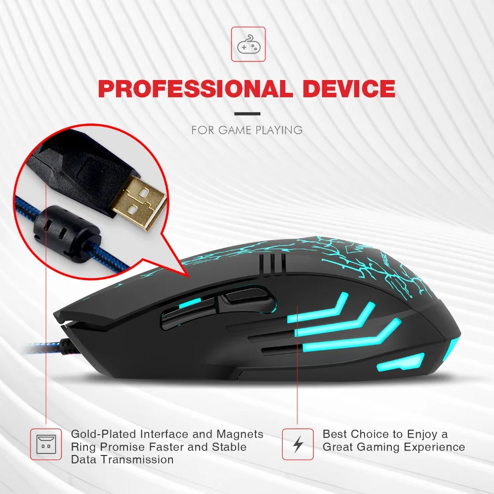 Горячая HAVIT Проводная игровая мышь USB 2400 DPI 7 Светодиодная подсветка Эргономичный компьютерный мышь для ПК для ноутбуков HV-MS672