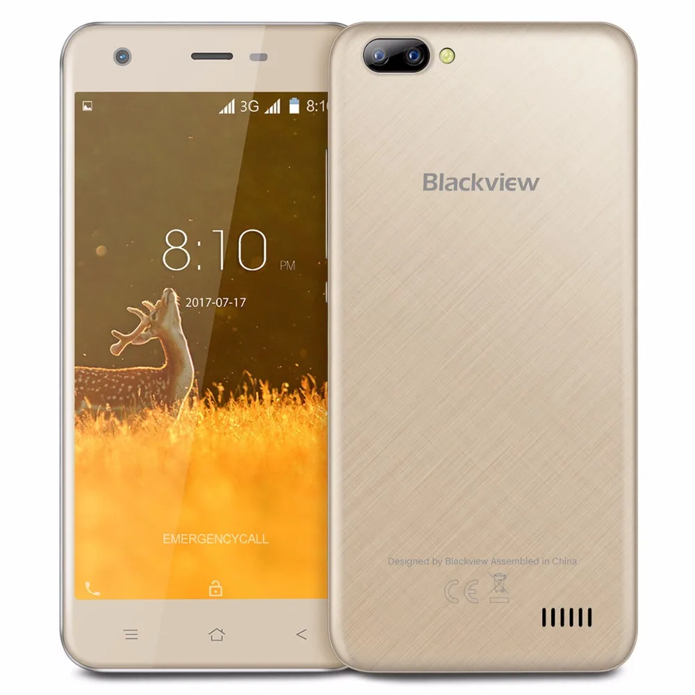 in stock Blackview A7 Dual Rear Cameras 5.0 inch HD MTK6580A Quad Core Android 7.0 1GB RAM 8GB ROM 5MP Mobile Phone | Мобильные