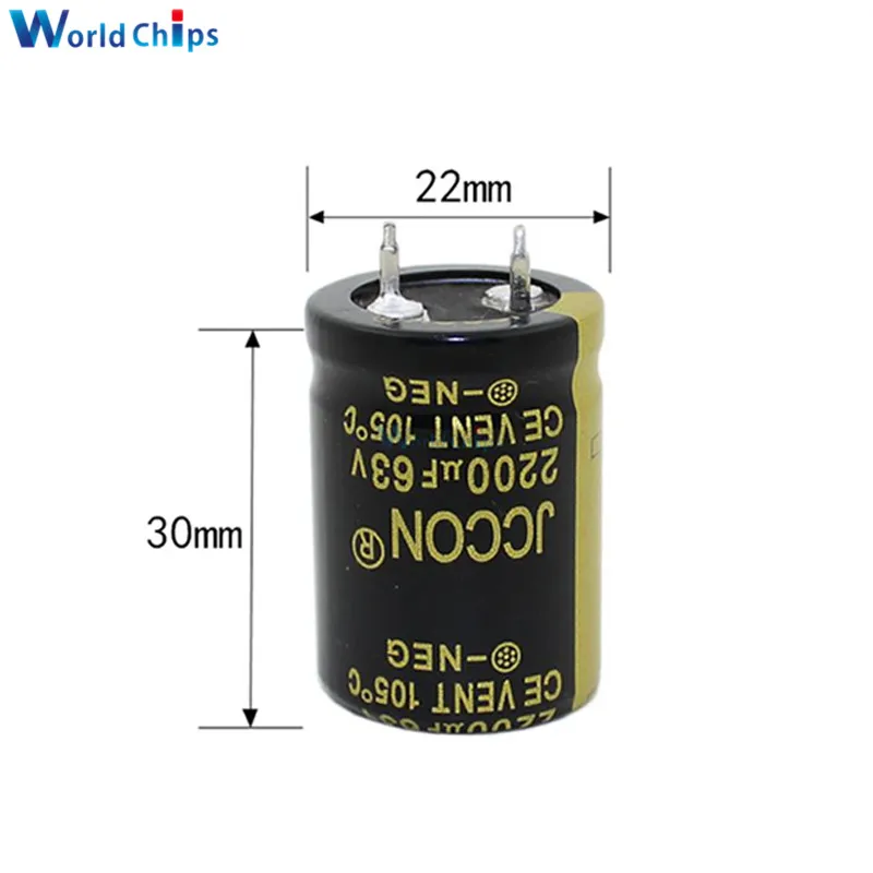 Diymore алюминиевый электролитический конденсатор 63V 2200 мкФ 22X30mm Высокочастотный