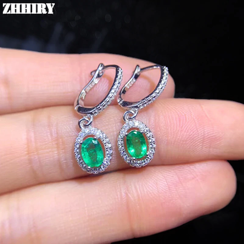 

Серьги-подвески женские из серебра 925 пробы, изумруды