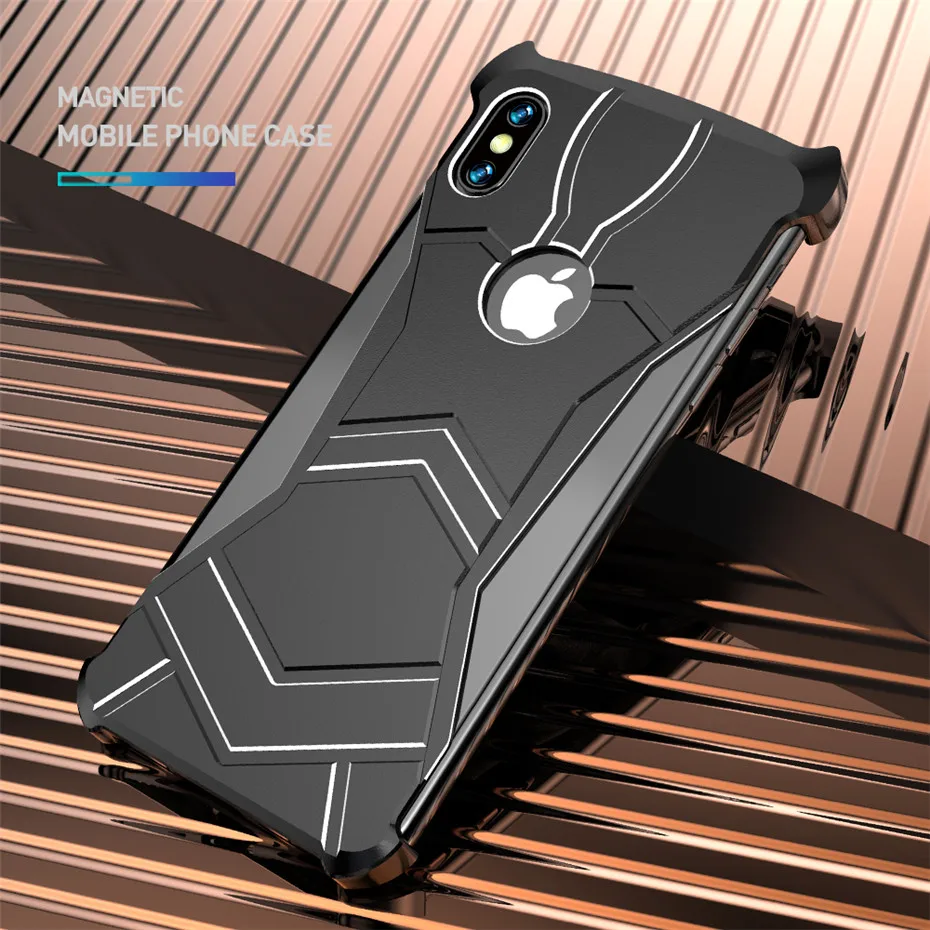 R-Just Magnetic Phone Case For iPhone Xs Max XR Ultra-Thin Magnet Metal Bumper Back Cover X 7 8 Plus Coque |