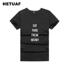 HETUAF кошка каламбуры, MEOWT футболки хлопок Для женщин 2018 в стиле хип-хоп, панк рок футболка Для женщин кепки, кепки в стиле Tumblr печатных футболка Femme