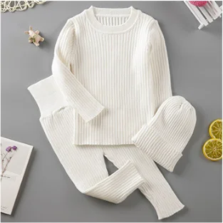 white 3pcs 3 шт./компл. Демисезонный Зимняя одежда для маленькой девочки, вязаный свитер в рубчик, Свитера для мальчиков брюки Шапки Детская одежда От 0 до 2 лет 043 - Цвет: white 3pcs