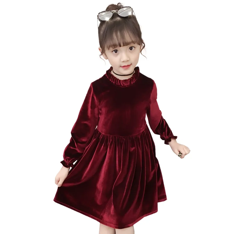 2019 Children Girl Gold Velvet Dress Girls Kids Comfortable Fashion Princess Dresses Vestido Clothes | Детская одежда и обувь