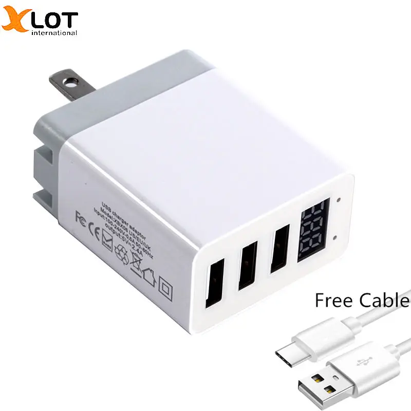 XLOT USB зарядное устройство Быстрая 2.4A LED универсальная дорожная штепсельная вилка