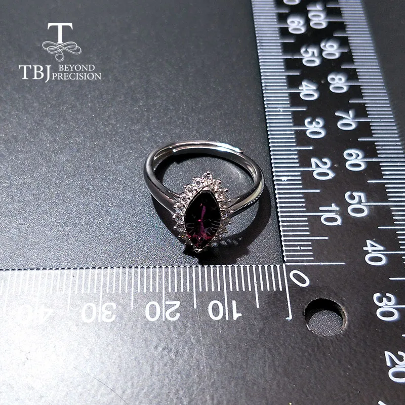 TBJ натуральный множественный турмалиновый 1.25ct драгоценный камень кольцо 925