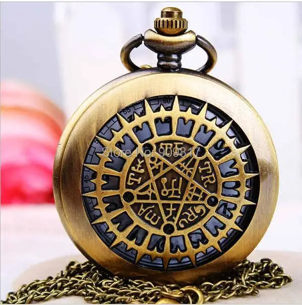 

10 шт./лот, антикварные кварцевые часы с пентаграммой в классическом стиле, карманные часы 4,5 см