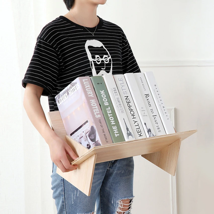 Твердая древесина настольная игра в виде книжной обложки ковер напольный книжного шкафа мини стеллаж для хранения журналы-газеты держатель дома мебель для студентов