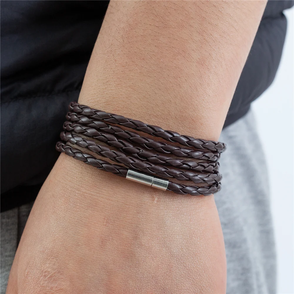 Браслет кожаный мужской шириной 4 мм 94 см | Украшения и аксессуары
