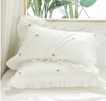 2 шт. Помытый Хлопковый чехол для подушки гофрированный вышитый шар 48x74 см