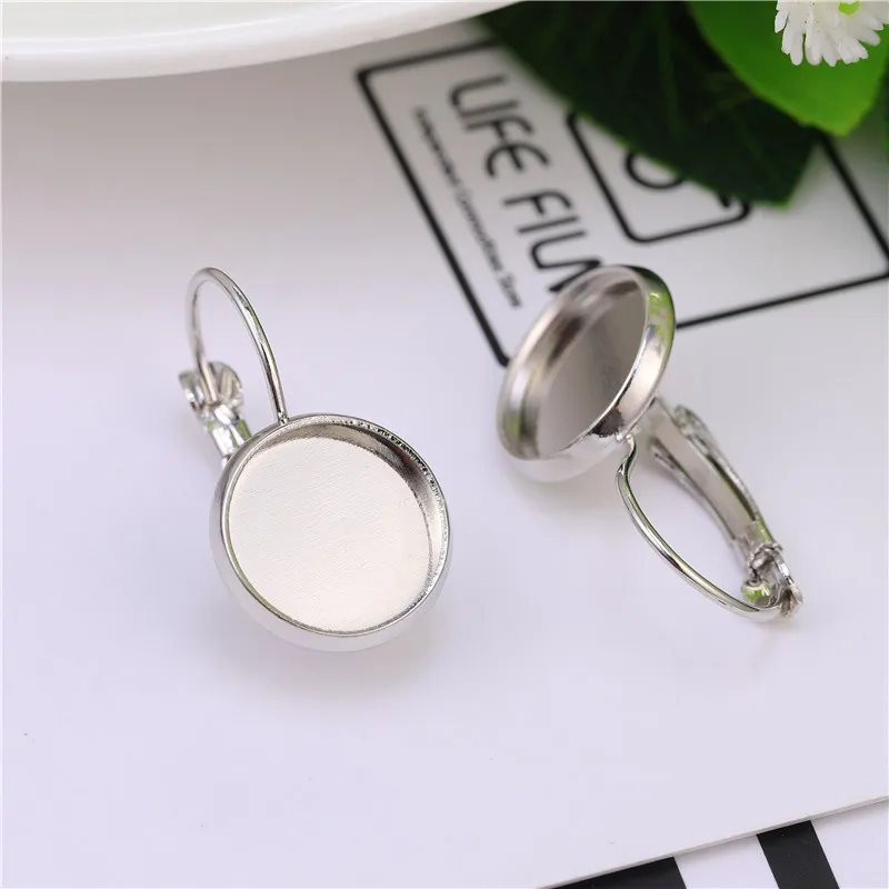 JUYA 10 шт./лот 12 мм крючки для сережек круглые Кабошоны Камея Пустые Базовые