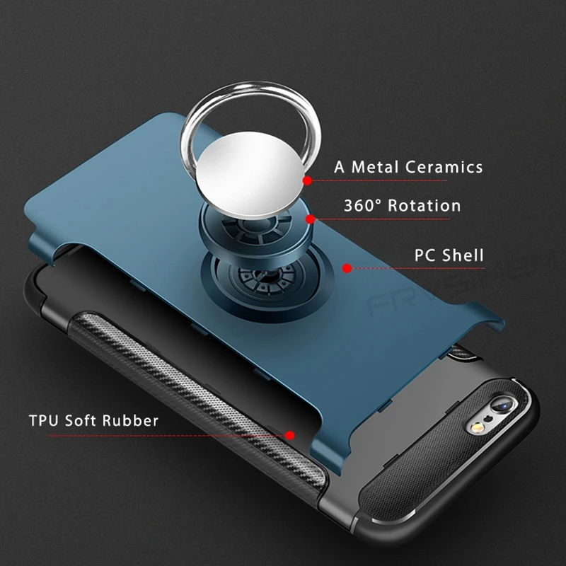 360 Вращающийся держатель с кольцом чехол для телефона iPhone 5 SE S 6 6s 7 8 Plus X Магнитная