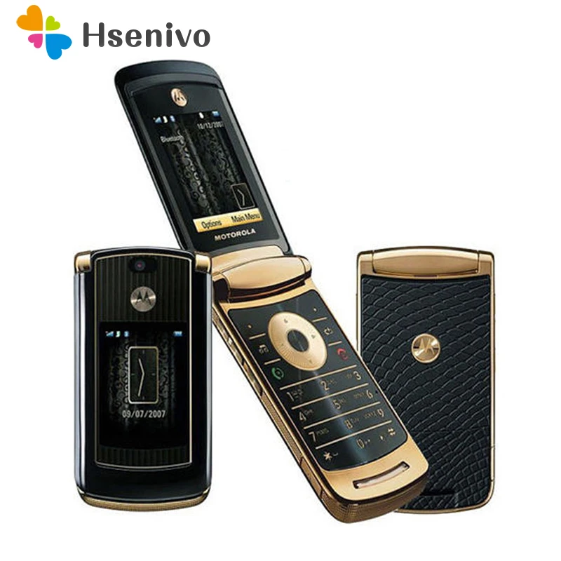 Разблокированный Motorola Razr V3i флип GSM Bluetooth MP3 четырехдиапазонный мобильный телефон Восстановленный