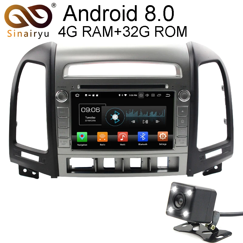 Sinairyu 1024*600 Octa Core 4 ГБ Оперативная память Android 8 0 Автомагнитола DVD плеер для hyundai Santa Fe