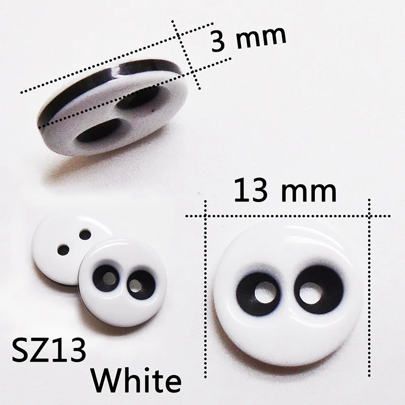SZ13-White ZIEENE, 20 шт., 50 шт., 100 шт., декоративные детские круглые лазерные пуговицы из смолы, 13 мм, для шитья, скрапбукинга, для детской одежды, ручная работа, 2 отверстия - Цвет: SZ13-White