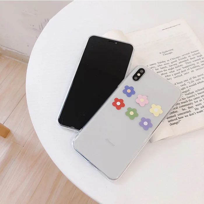 Kawaii flower корейский чехол для девочек силиконовый прозрачный iphone 11 Pro Max 7 8 6 6s plus xs max