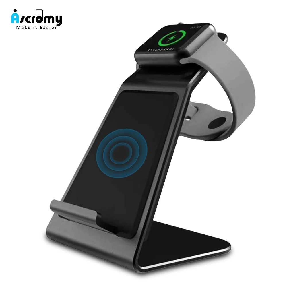Быстрое беспроводное зарядное устройство Ascromy для iPhone X XS Max XR 8 Plus Samsung S8 S9 Note 9 Pad Watch