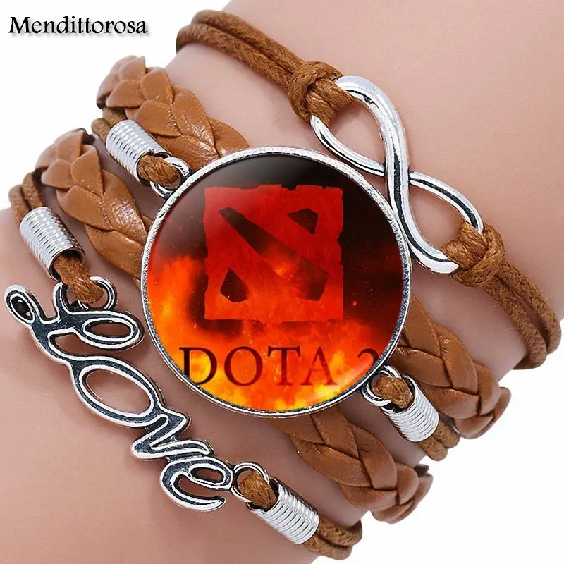 Многослойный черный/коричневый кожаный браслет Dota 2 ювелирные изделия для