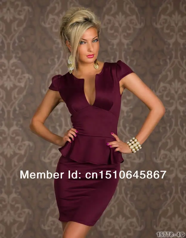 Женское Деловое платье карандаш с баской повседневное облегающее для офиса