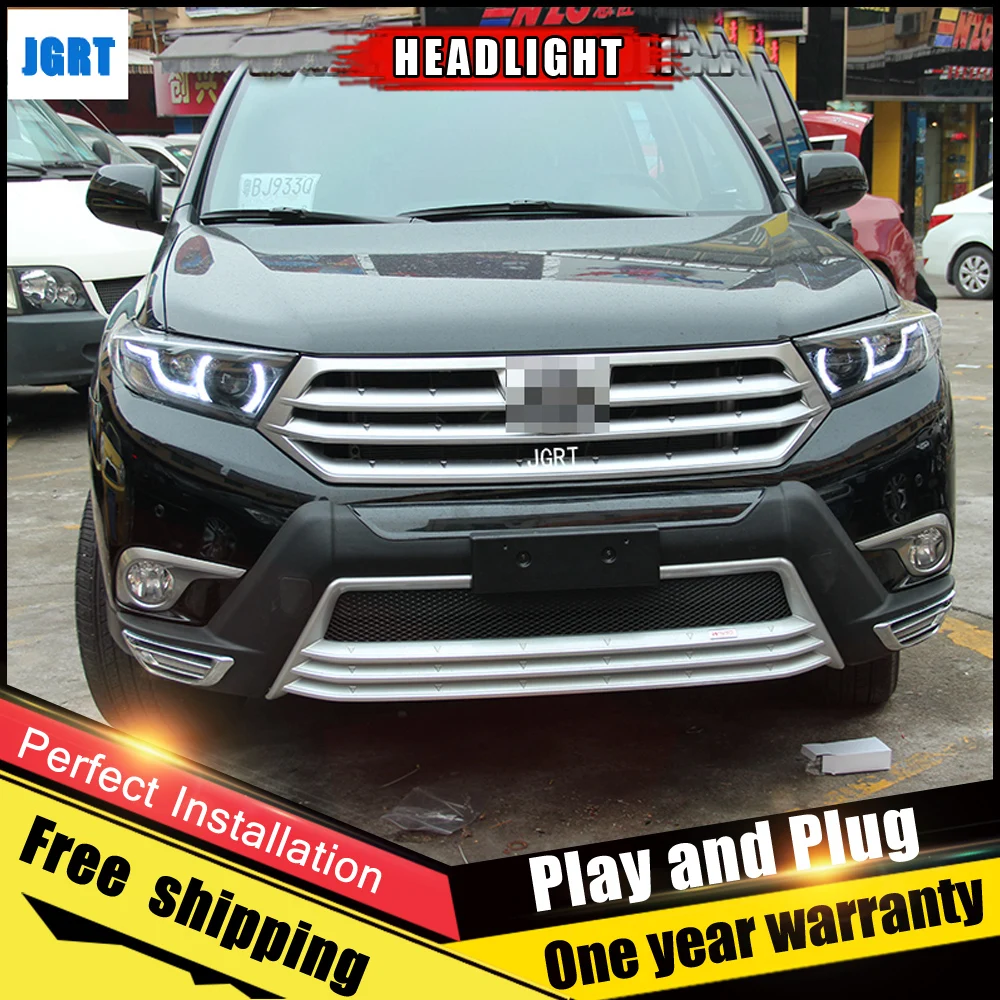 

2PCS Car Style LED headlights for Toyota Highlander 2013 for head lamp LED DRL Lens Double Beam H7 HID Xenon bi xenon lens
