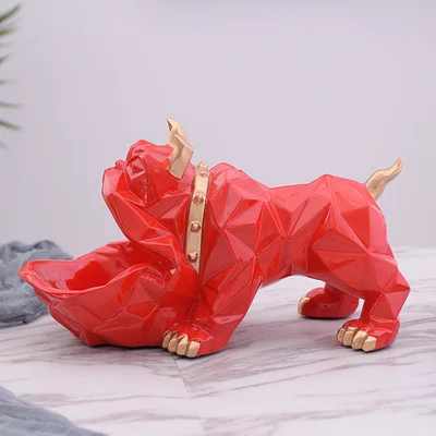 Nordics Lucky Dog Геометрическая Статуэтка украшение для животных настольная конфетная посуда предметы для хранения ключей украшения дома аксессуары R746 - Цвет: Красный