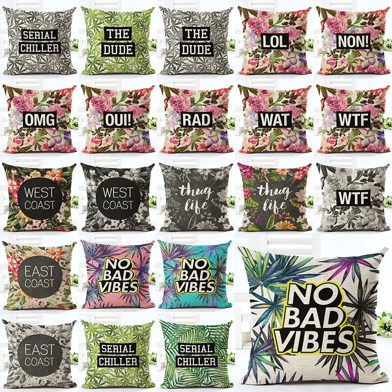 2017 новое поступление в западном стиле с буквенным принтом Подушка Almofadas льняная