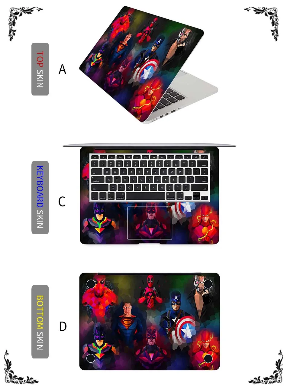 Супергерой комикса ноутбука Стикеры для наклейка на MacBook Pro Air retina 11 12 13 15 дюймов Mac Book защитный полное покрытие Тетрадь кожи