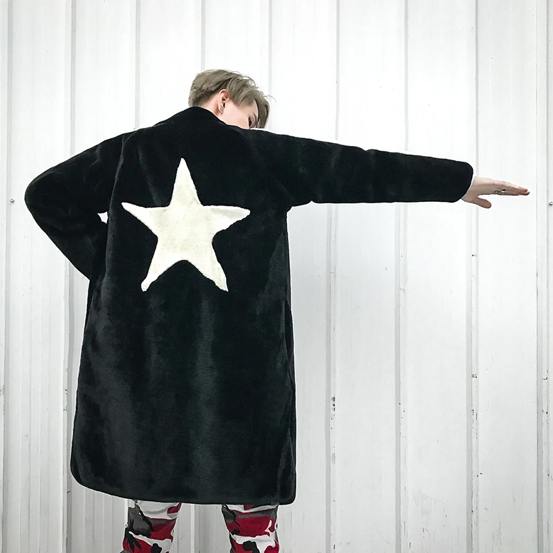 Высококачественная Новая мужская зимняя куртка из искусственного меха черная