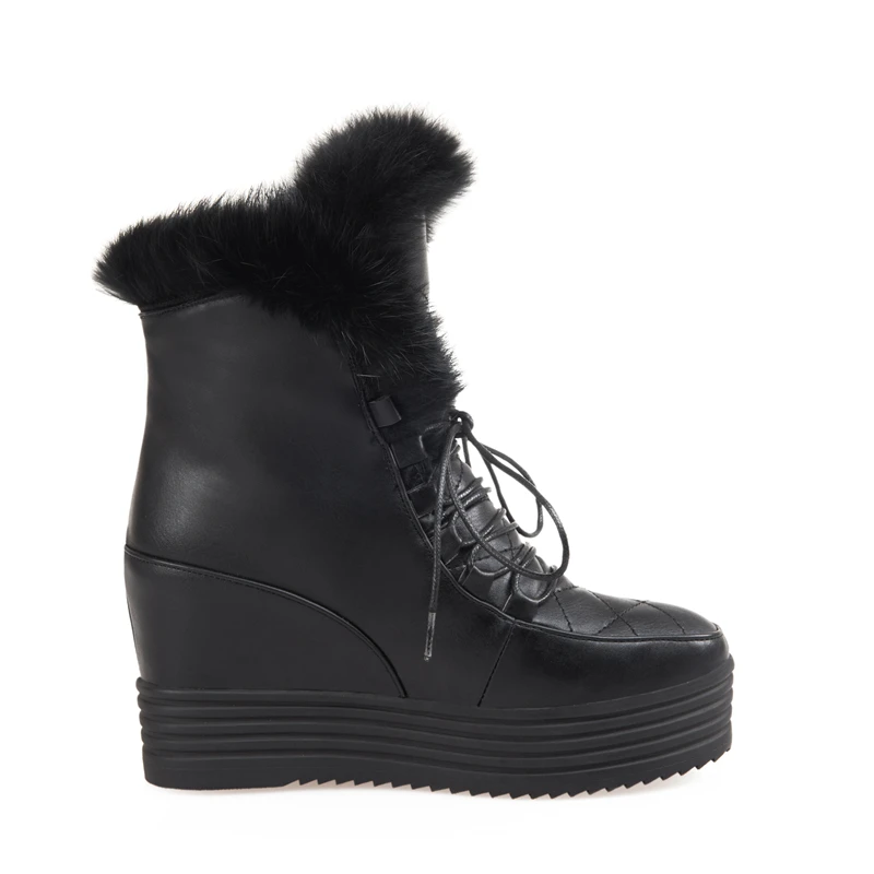 Karinluna Brand Design Big Size 33-43 Platform Warm Fur Russia Winter Women Snow Boots Shoes Fashion Wedge Heel Woman Boots