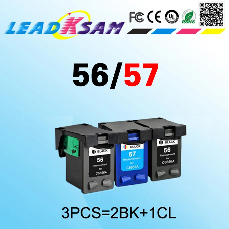 3 шт. совместим с hp56 для 57 чернильных картриджей принтера 56 Officejet 4110 / 4255 4256 5510 5608 5609