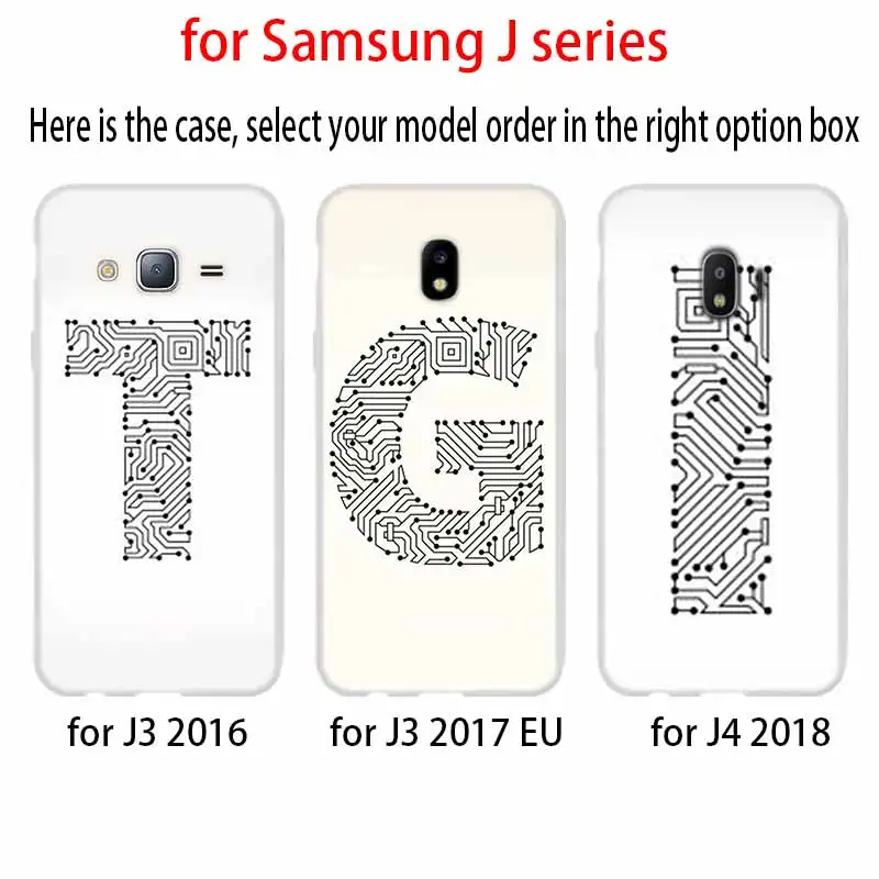 Черно белая печатная плата с иллюстрацией шрифтов для чехла телефона Samsung Galaxy j6 J8