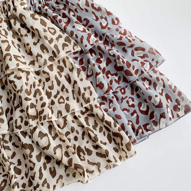 Baby girl clothes cool breathable chiffon skirt cute leopard cake summer teen kids | Детская одежда и обувь