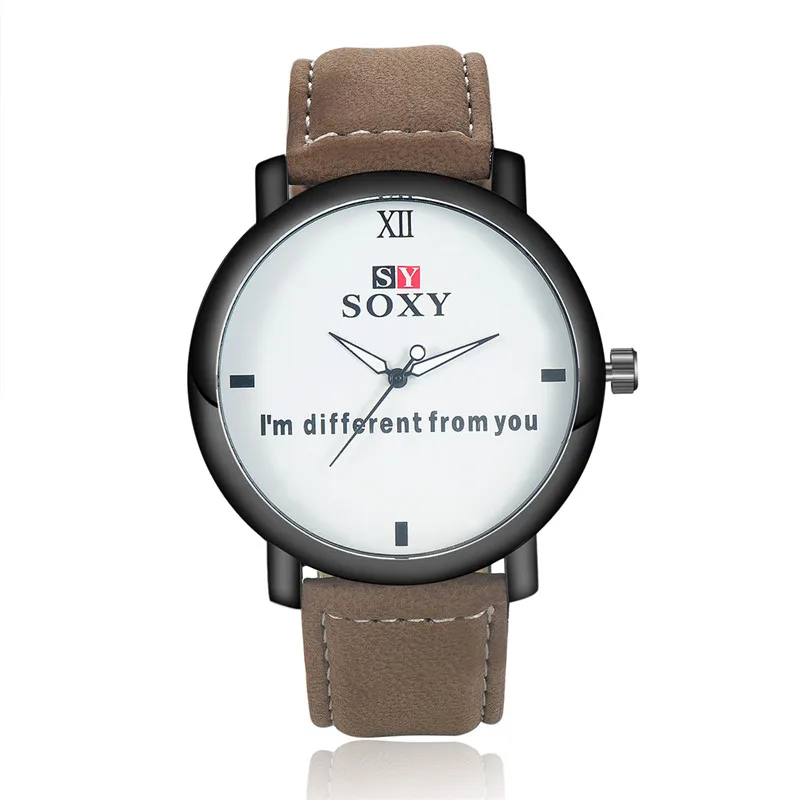 Часы наручные мужские кварцевые с кожаным ремешком модные повседневные подарок