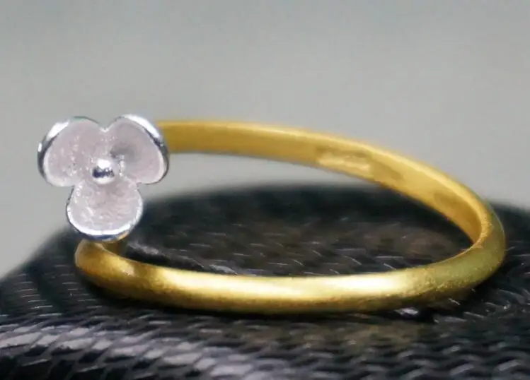 925 серебро двухцветный цвет открытие женский кольцо ювелирных изделий Цветы