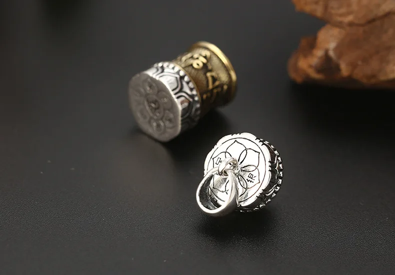 

Real 925 Silver Tibetan Six Words Gau Box Pendant Buddhist Lotus Prayer Box Pendant Good Luck Pendant