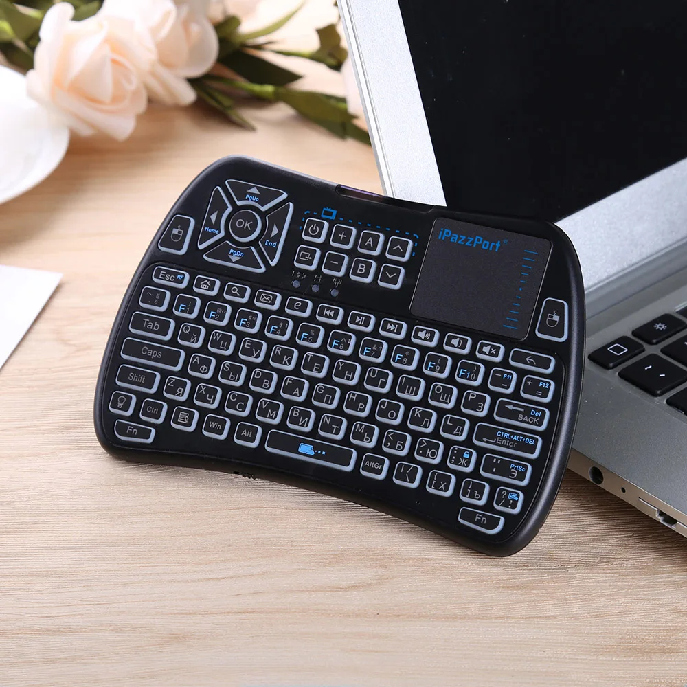 IPazzPort KP 810 Мини Беспроводная Русская клавиатура 2 4 ГГц WiFi подсветка
