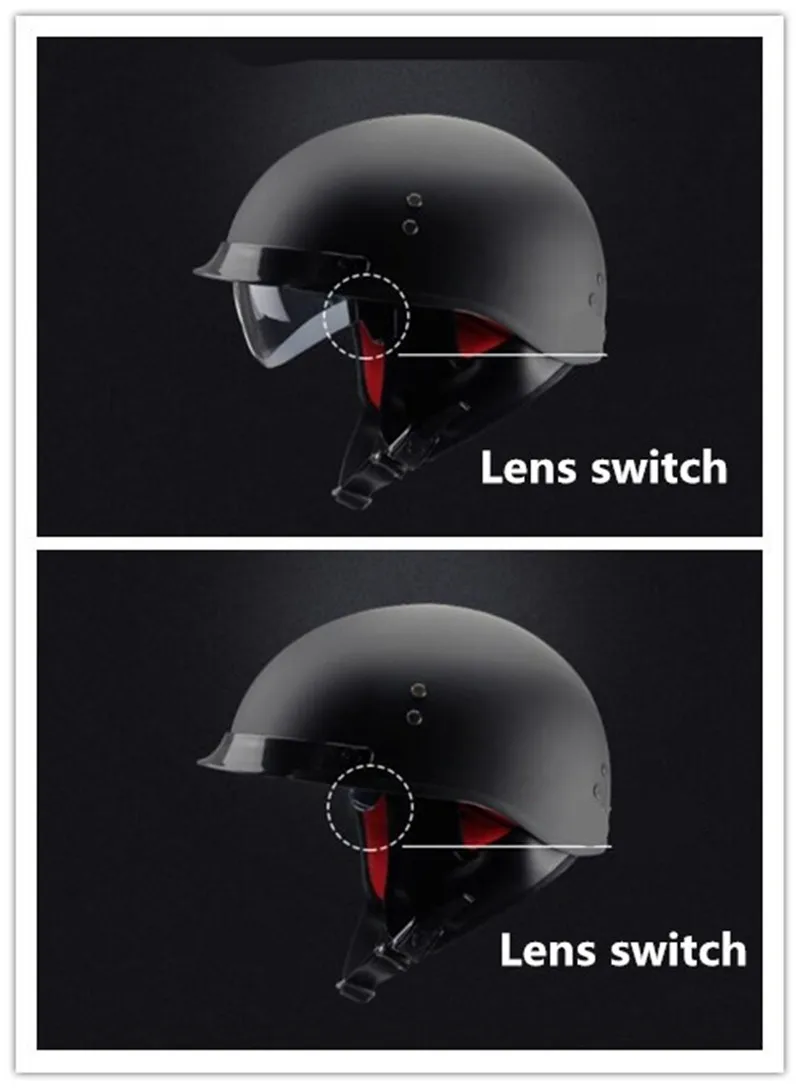 Black Vintage Motorcycle Helmet Open Face Dot Approved Half Retro Moto Casco Capacete Motociclistas | Автомобили и мотоциклы