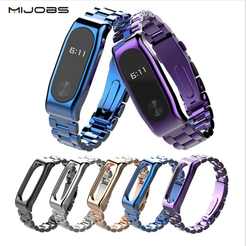 Металлический ремешок Mijobs mi band 2 подходит для браслета xiaomi аксессуары Mi