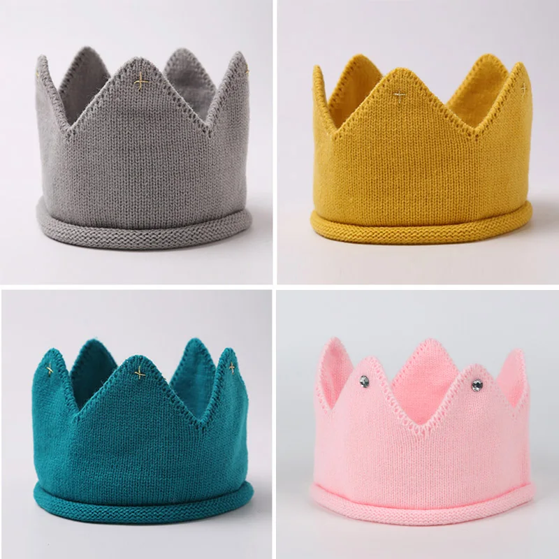 

Crown Baby Hat Photography Props Autumn Winter Knit Newborn Baby Girl Boy Hat Turban Infant Toddler Beanie Cap Casquette Enfant