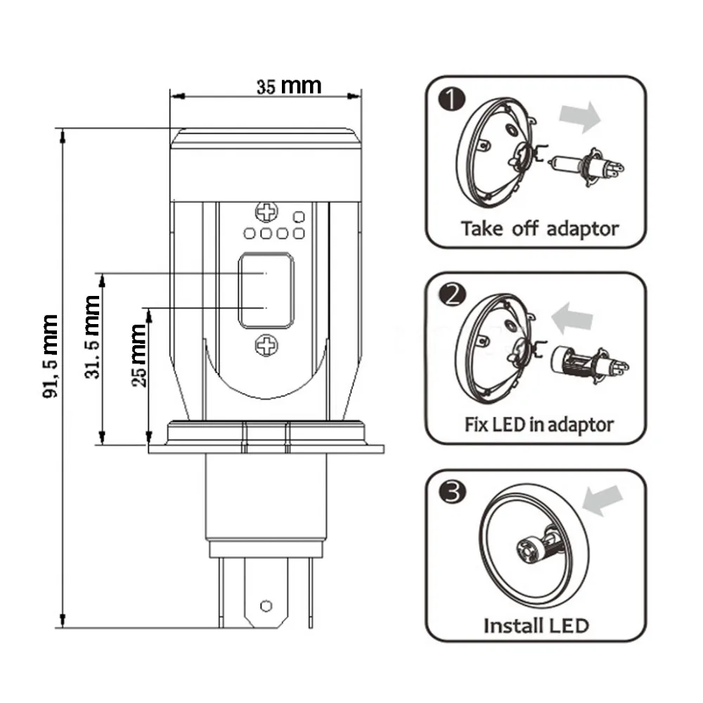 Safego H4 мотоцикл Led головной светильник лампы P43T 6500 к hi короче спереди и длиннее